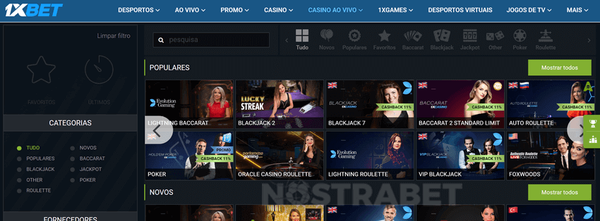 1xbet casino ao vivo