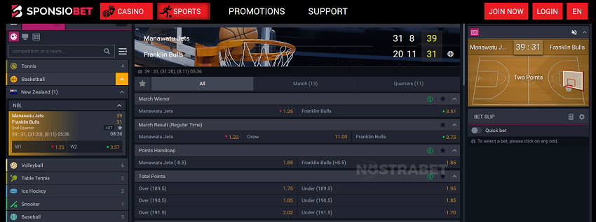 Sponsiobet live betting
